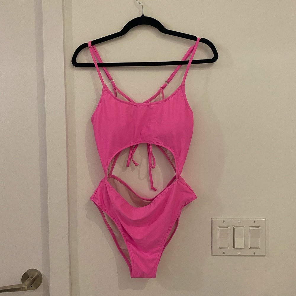 Hot pink one-piece bathing suit